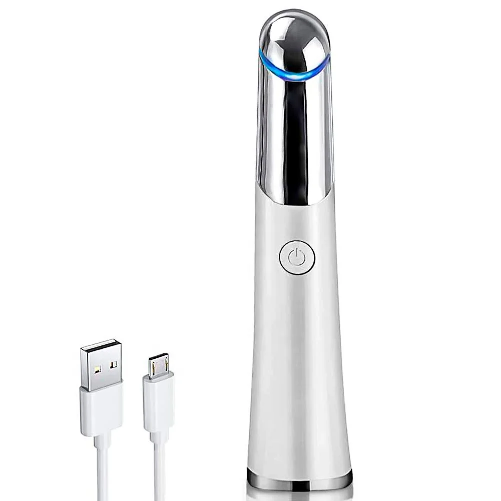 
USB Rechargeable Ionic Facial Massager Eye Beauty Instrument with Heat & Sonic Vibration Eye Massager Wand for Dark Circles 