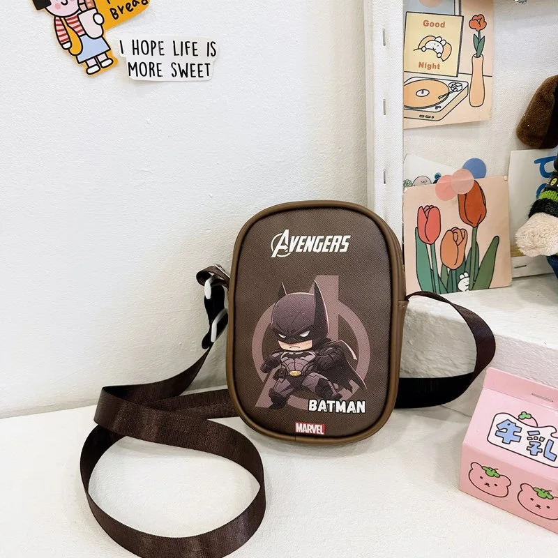 Creative Fashion Cartoon Cool Marvel Bat Iron Spider Man Hulk Captain America Crossbody Bag Waterproof PU Coin Purse For Boys