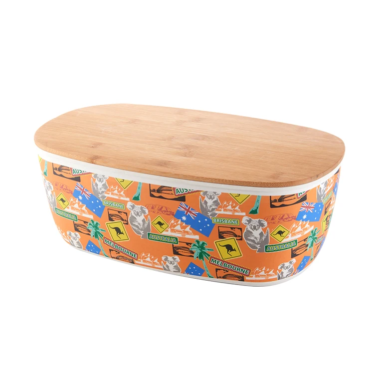 
Joyhome eco friendly Customized bamboo fiber bread bin box with bamboo lid bento lunch box 