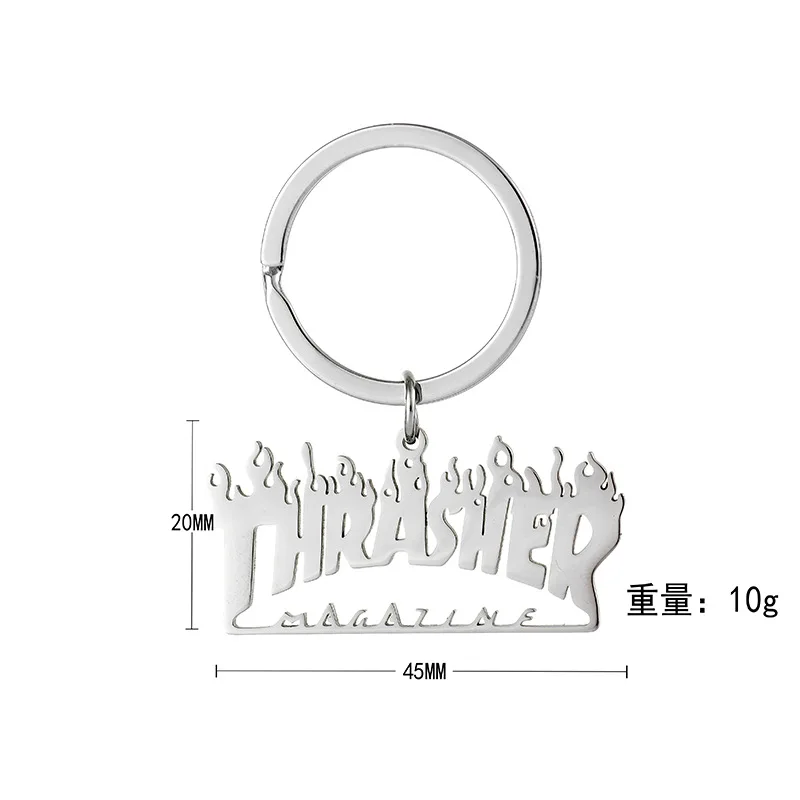 Personality Hip Hop Dazzle Style Stainless Steel Key Chain Fashion Pendant Gift Key Chain Men And Women Alike