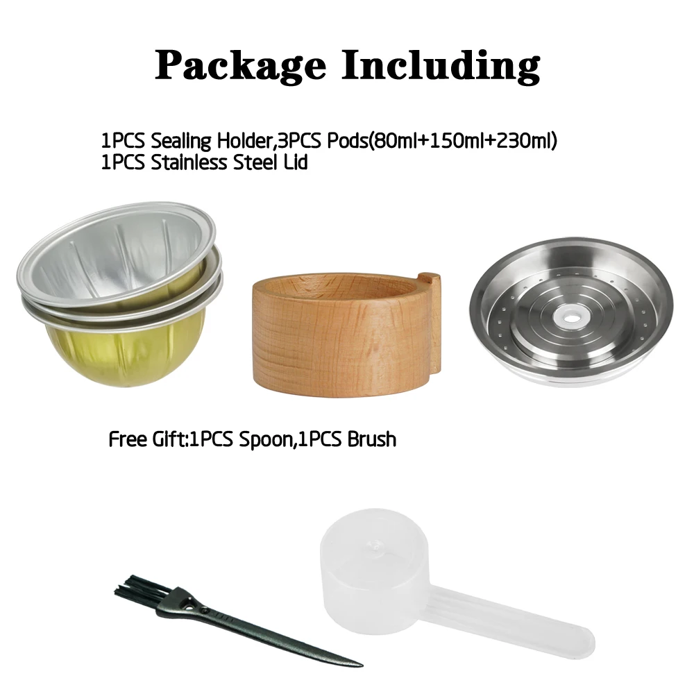 1SET Dropshipping Stainless Steel Coffee Pod Cover 3 PCS  80 150 230ml Empty Pods Compatible With Vertuoline Coffee Maker