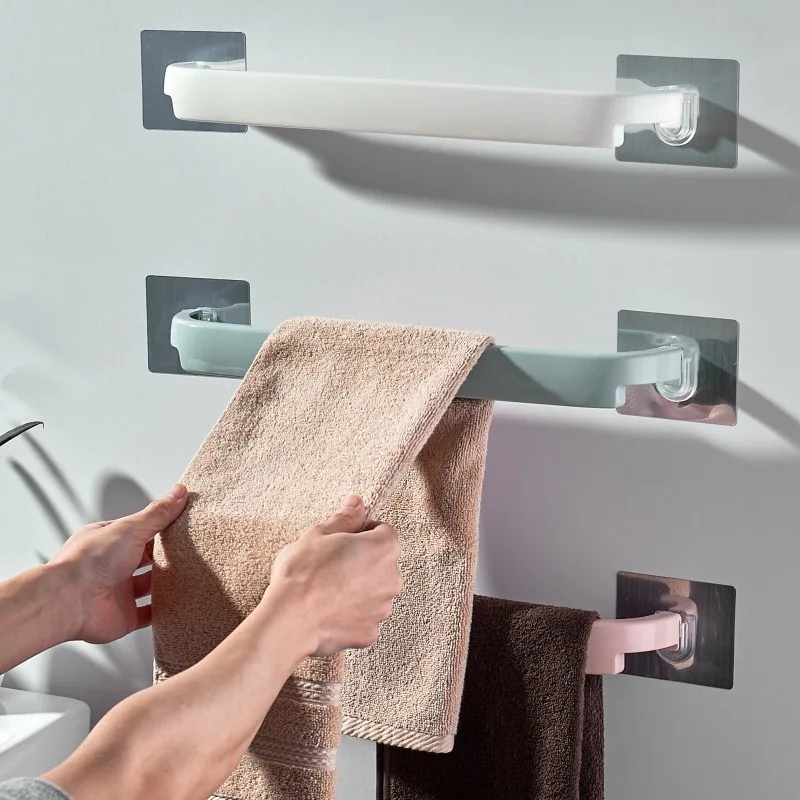 Bathroom Towel Rack Adhesive Kitchen Single Rag Rack Bathroom Shelf Storage Rack