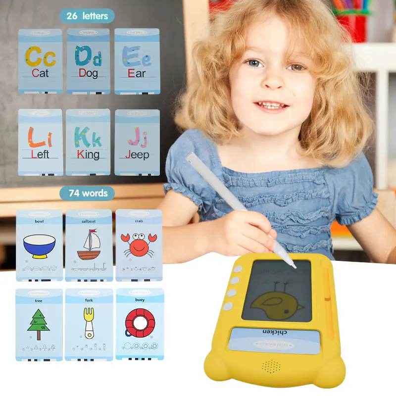 Custom 2 in 1 Upgraded Alphabet Animal Vehicle English Electric 3-8 Years Toddlers LCD Writing Board Language Learning Machine