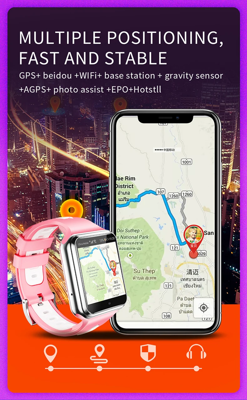 Kids SmartWatch 4G W5 GPS Wifi location Bracelet with SIM Card Android System Clock Call Student Kids Smart Watch ip68