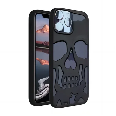 3D Hollow Skull Callous Phone Case for iPhone 14 ProMax 13 12 11 Pro Max Plus Luxury Plating Acrylic Shockproof Ghostface Cover