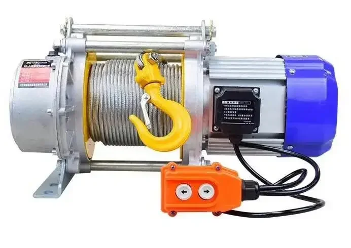 220V 380V CDK wire rope electric winch with red emergency stop button