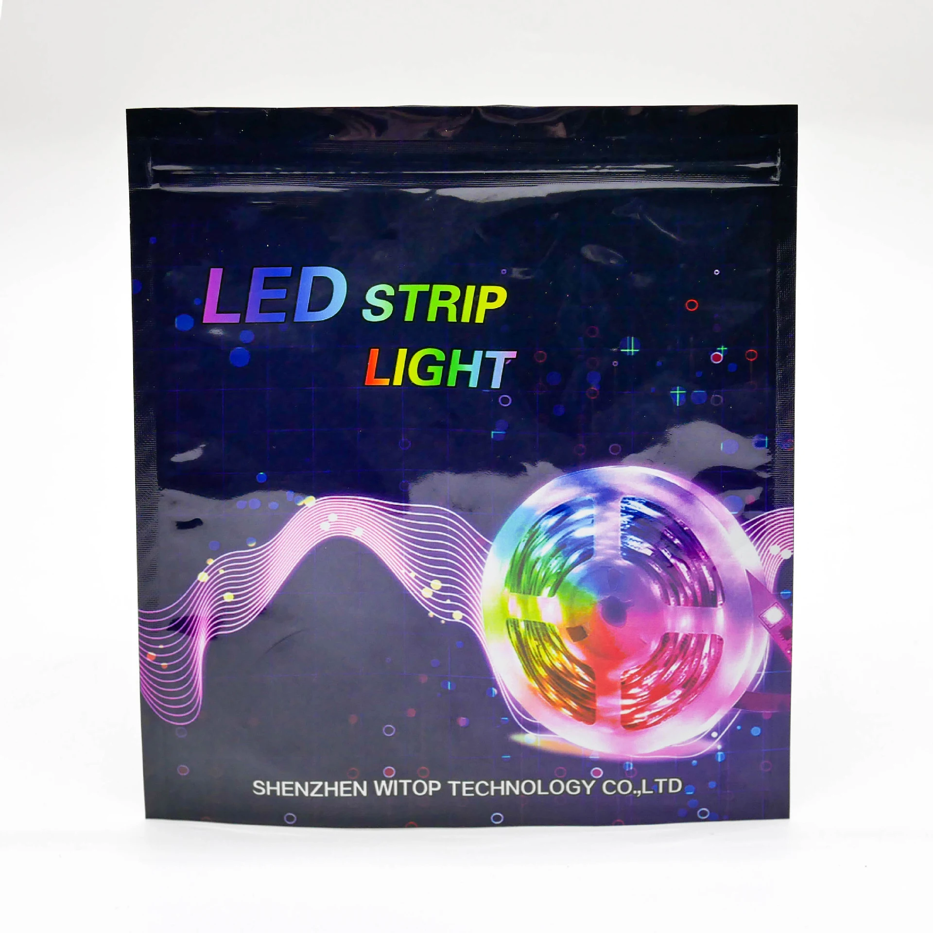 Anti-Static Led Lighting Printing Plastic Bag Digital Products Stand Up Pouch Led Strip Three-Sided Sealing Aluminum Foil Bag