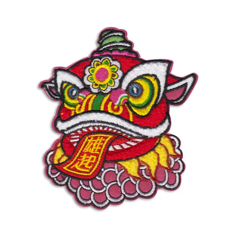 OEM Custom High Quality Wholesale Iron-On Tiger Towel Big Size Embroidery Chenille Patches