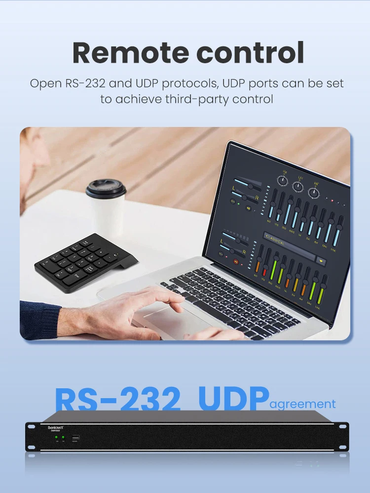 ISonicavct DMP0808 Speaker Management Professional Digital DSP DJ Controller/Audio Console Matrix Echo Processor Sound System