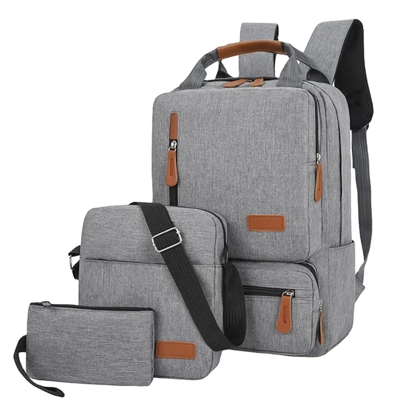 New School Bag Three Sets of Oxford Cloth USB Backpack Computer Bag Korean Outdoor Business Men Shoulder Bag
