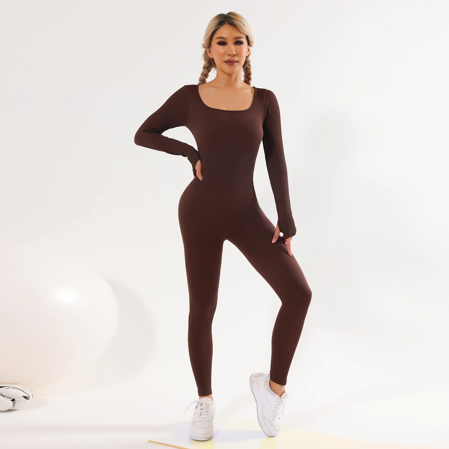 Custom LOGO Modest Workout Spandex Bodycon Rompers Women  Sexy One Piece Yoga Fitness Flare  For Women
