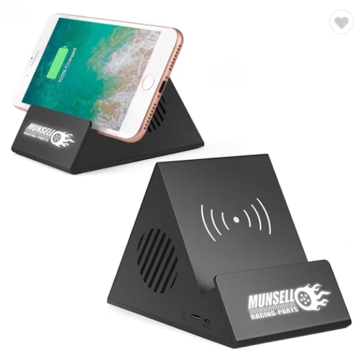 JCX/Promotional Led Logo Mobile stand wireless speaker wireless charger