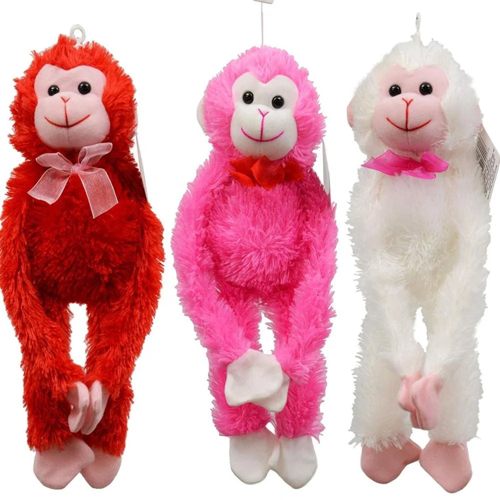 Free Sample Promotional Cheap Stuffed Red pink White Monkey Toys Plush Hanging Long