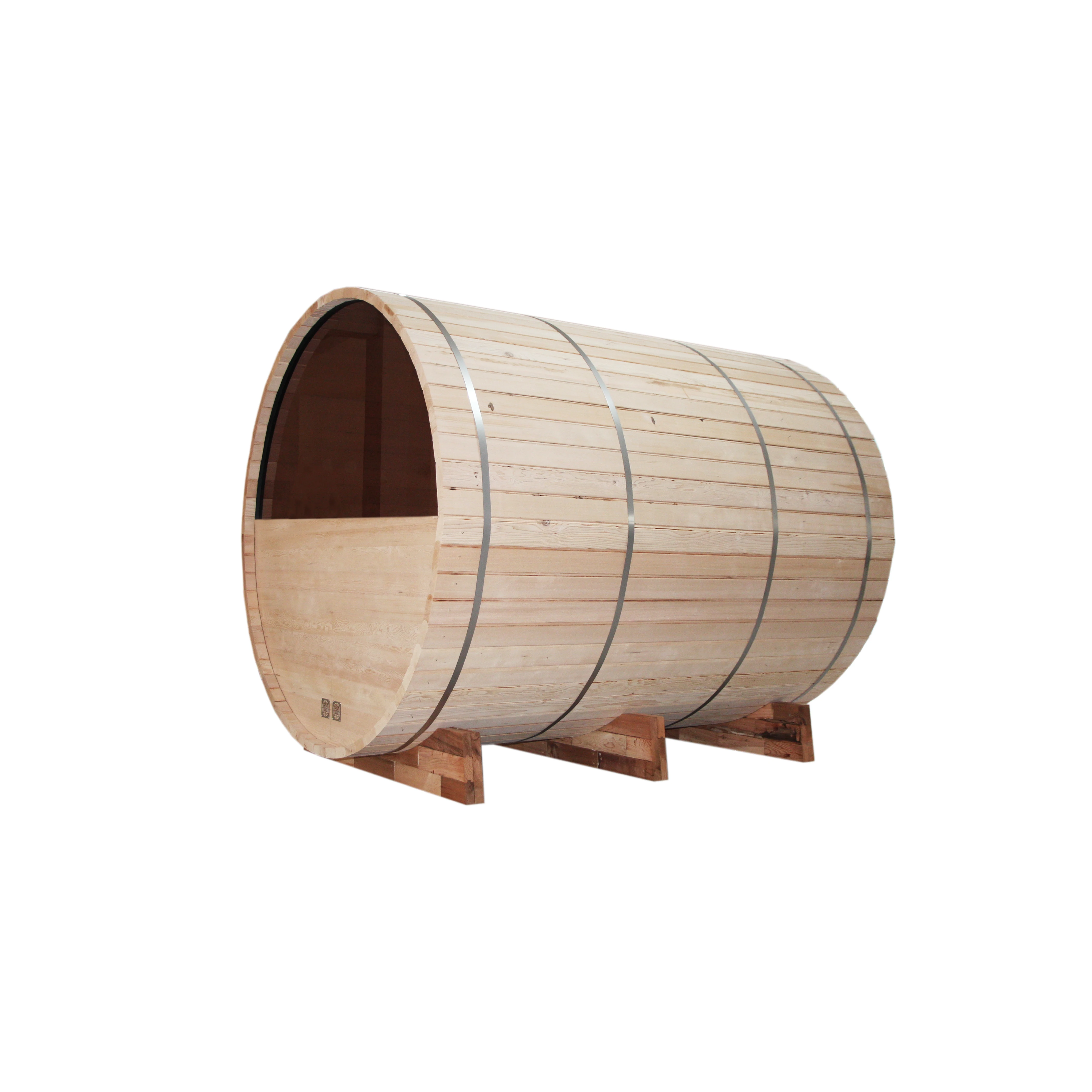 New Arrivals Outdoor Barrel Sauna 4-6 Persons Outdoor Sauna Room With Half Glass Wall