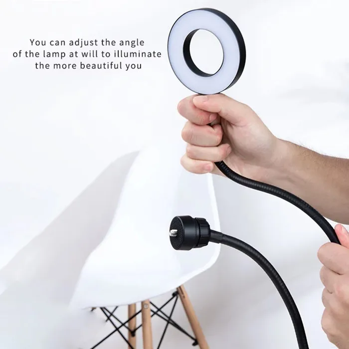 New Arrival Lazy Bracket Desk Lamp Live Stream Light LED Selfie Ring Light with Flexible Mobile Phone Holder