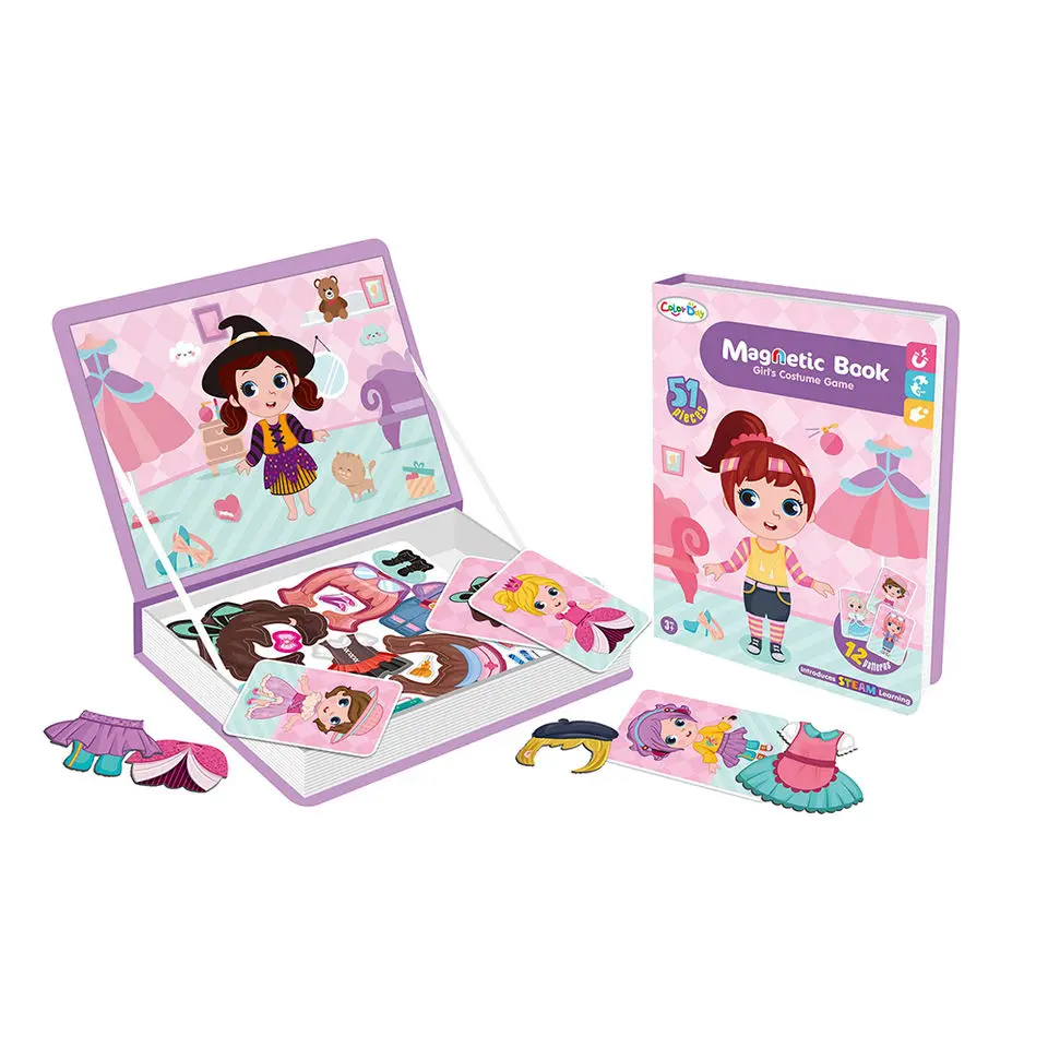 Beauty girl dress up  Early Learning Toy Clothing Match  game magnetic puzzle for kid