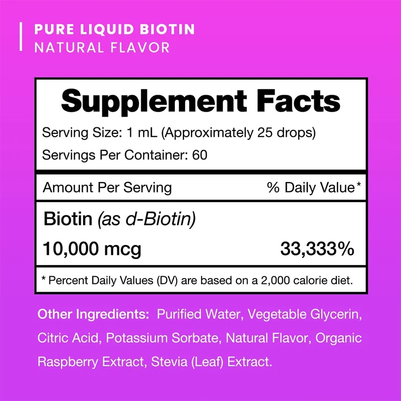 OEM Wholesale Hair Vitamins Biotin Supplement Biotin Liquid Drops Biotin Plus 10000 mcg for Hair Skin Nails