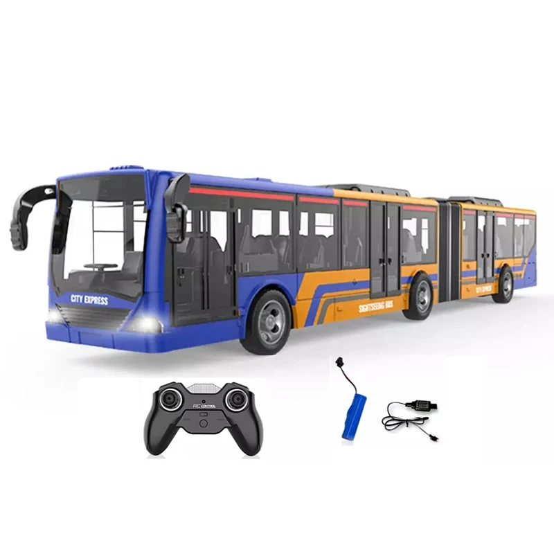 2.4ghz 4 Channels Remote Control Bus Toy Full Function RC Bus Model Toy with Realistic Lights and Rubber Tire Bus Toy