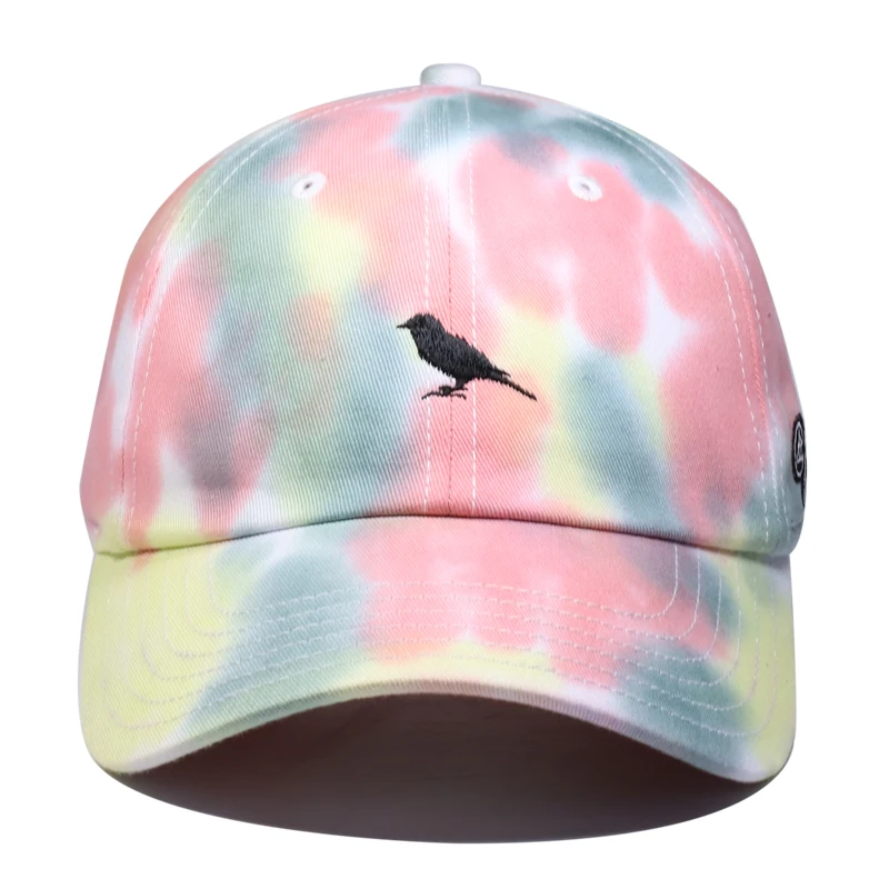 Custom High Quality baseball Peaked Tie Dye Washed Hat And Cap