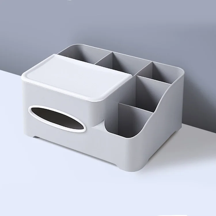 multifunction Tissue Box Holder & Tablet Stand Organizer for Bedroom & Desktop; compartments Hold iPad Phones Remote Controls