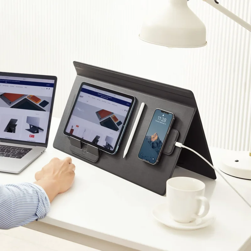 Custom OEM/ODM multi-angle work smart magnet laptop stand wireless charging mouse pad desk mat