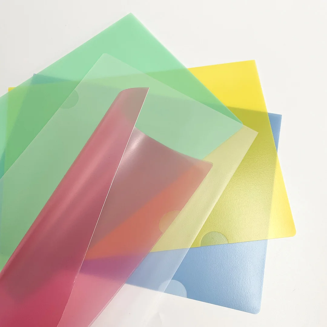 Customizable A4 Transparent Frosted Plastic L-Shape Open Top Side Report File Folder PP Material Presentation Folder Custom Logo