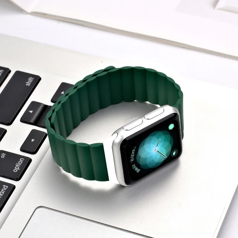  Ремешок для Apple Watch силиконовый сменный магнитный ремешок регулируемая резиновая Магнитная застежка iwatch series
