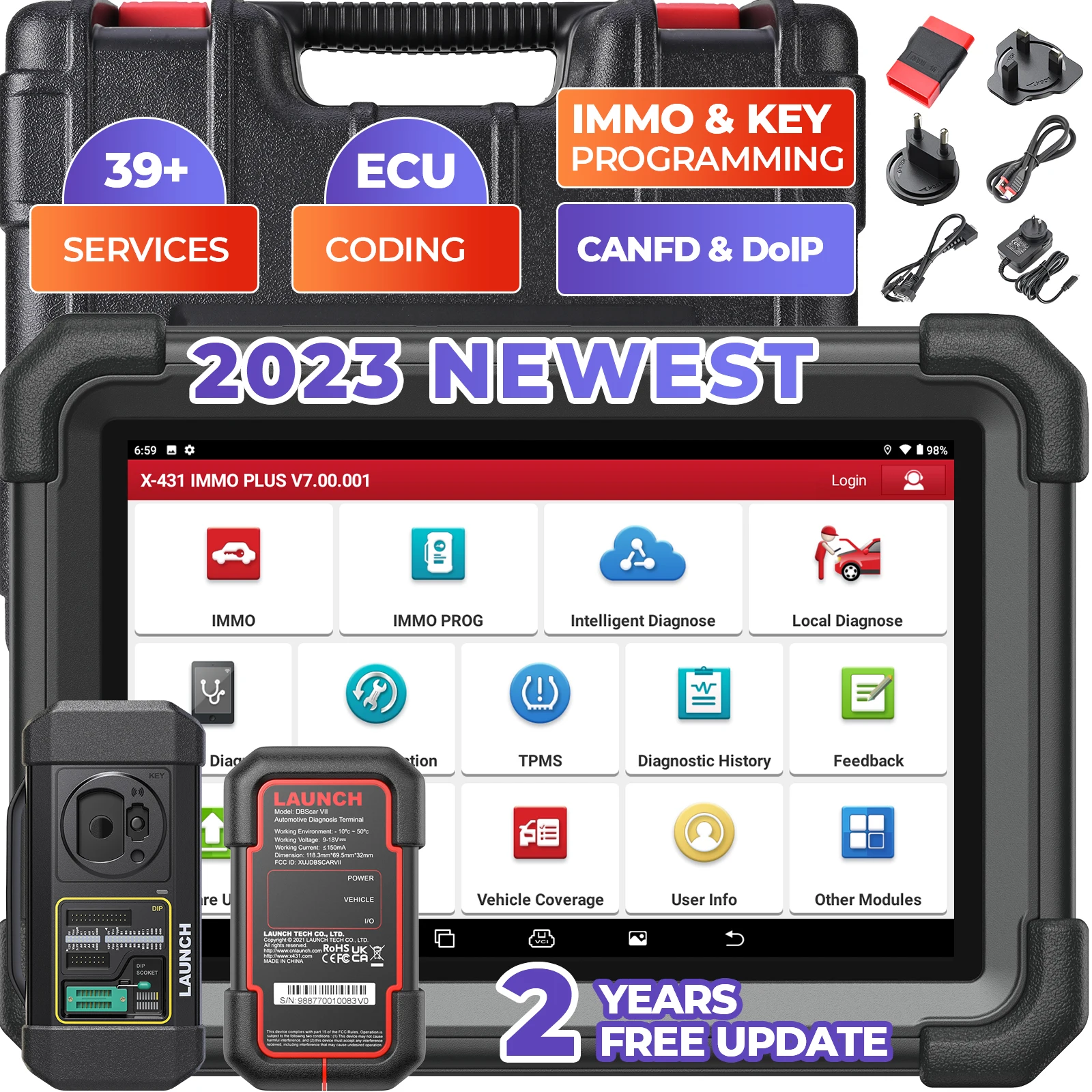 2023 Universal Launch X431 Immo Plus Fob Zed Auto Key Programmer Tool Obd2 Car Scanner Vehicle Diagnostic Machine For All Cars