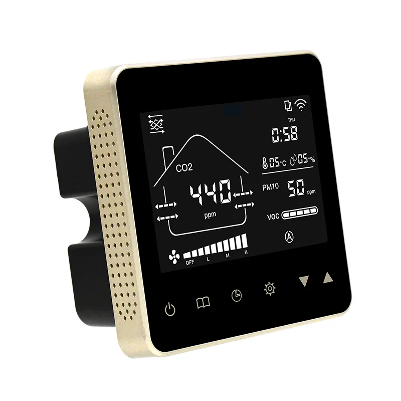 Smart home real time display VOC PM2.5 CO2 temp. and humidity wifi Tuya ventilation system fan controller