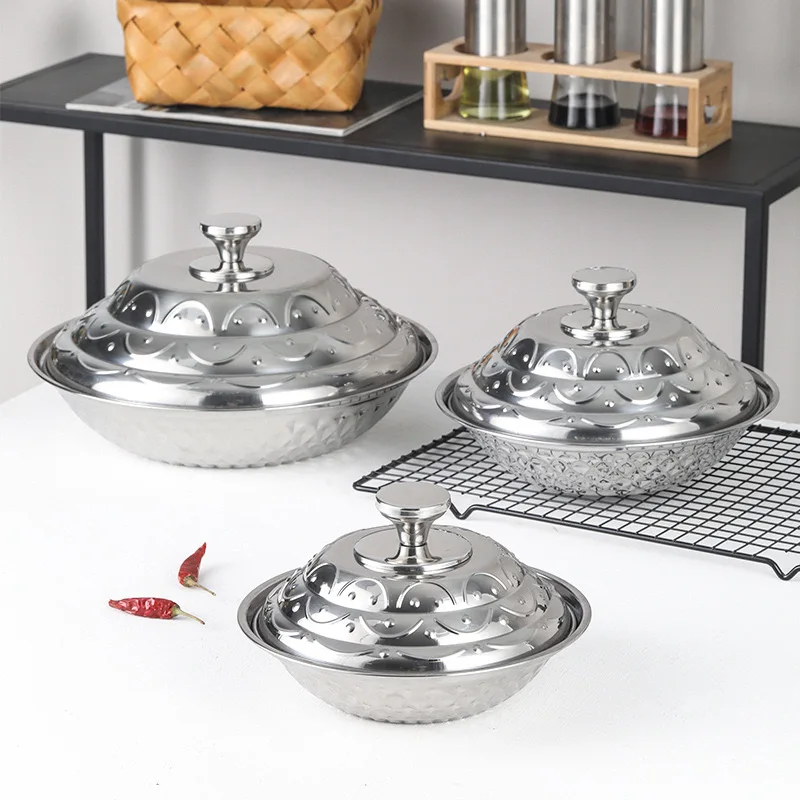 African New Hotel Buffet 410 Stainless Steel Anti Rust Plate Stainless Steel Trays With Lid Turreted pan