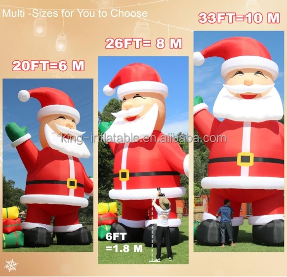 20FT 26ft 33ft 40ft Christmas Inflatable Santa Claus Outdoor Blow Up Giant Santa Inflatable Christmas Decoration