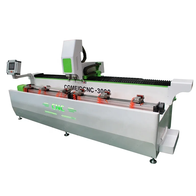 CNC3000 Double CNC Drilling Machine Steel Profile for Door and window milling with rotate table clamps