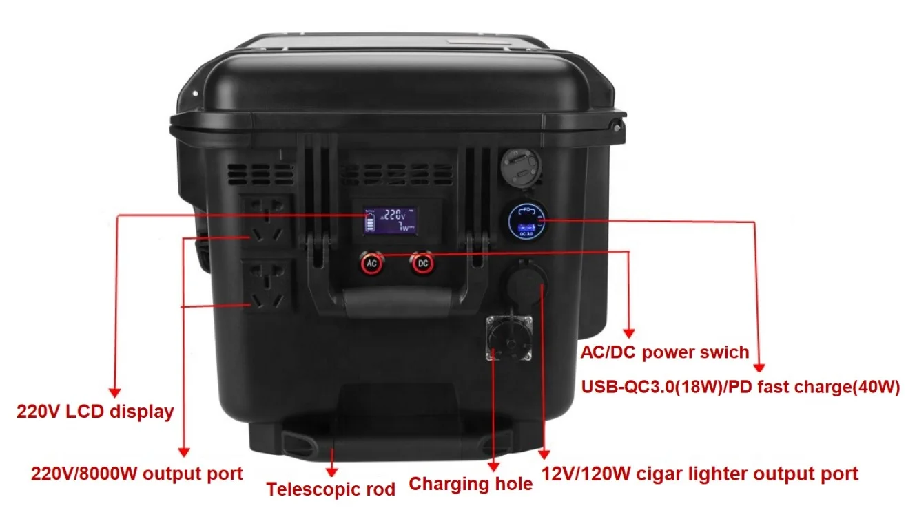 AC 220v 8000w 12506wh solar power inverter generator power station for camping emergency power