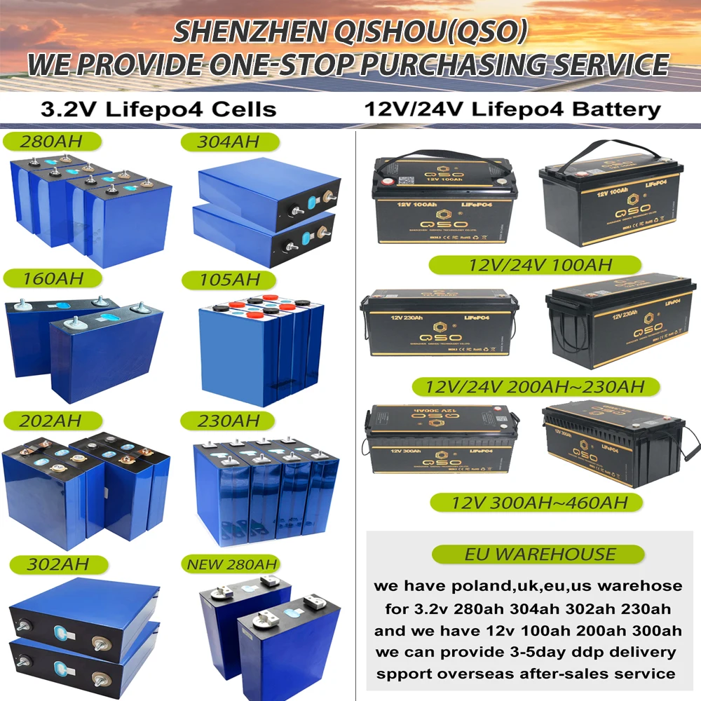 Qishou 48V 230 280 304 Ah 200Ah 230Ah 280Ah 300Ah 320Ah 48 V V3 Diy Kit Empty Lifepo4 Battery 16S Case Box and Bms