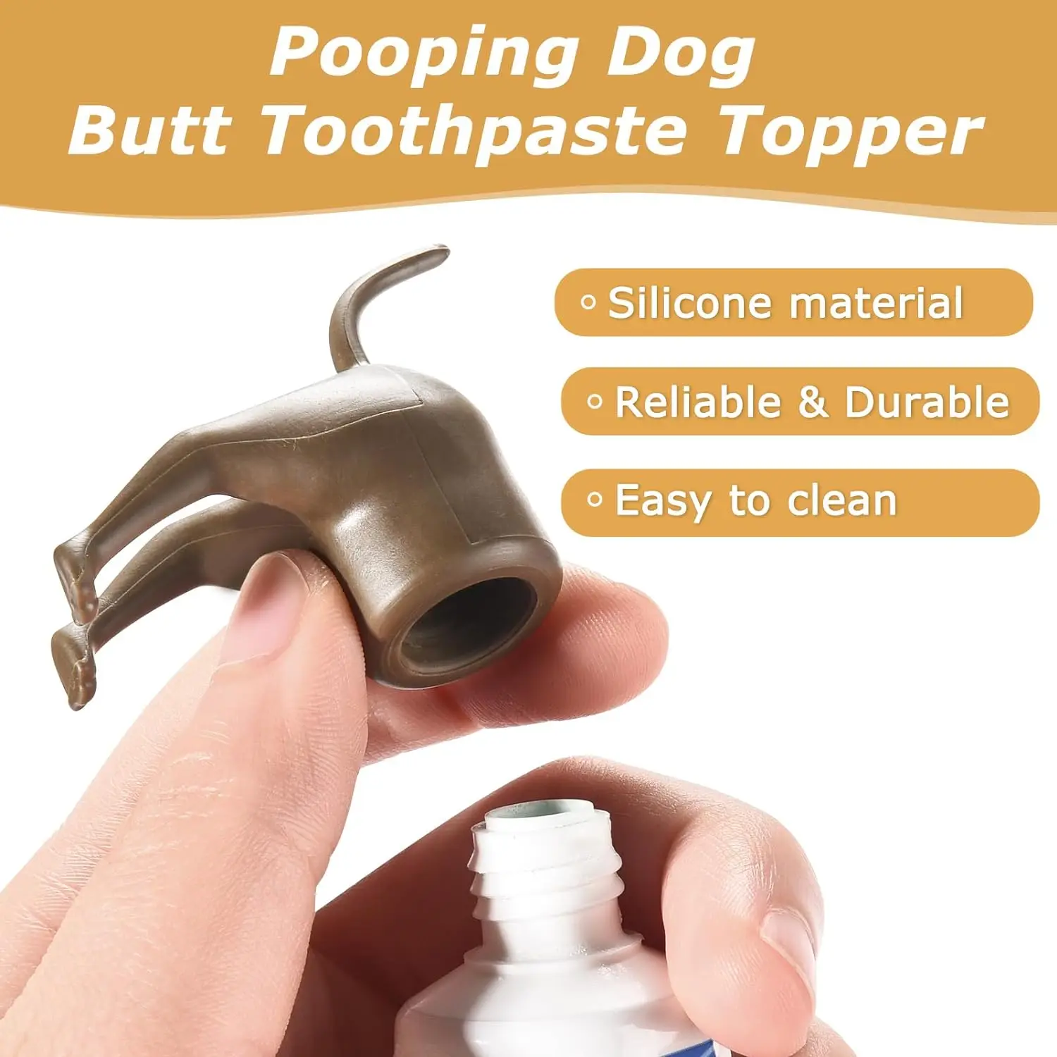 Silicone Dog Butt Toothpaste Topper Funny Puppy Pooping Creative Toothpaste Cat Toothpaste Dispenser Cap Pet Toothbrush Supplies