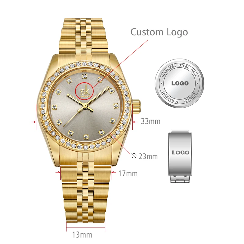 SHENGKE K0156L Custom Your Logo Montre Homme Luxury Wrist Band Analog Luxury Women Gold Watch In Wristwatch For  Ladies
