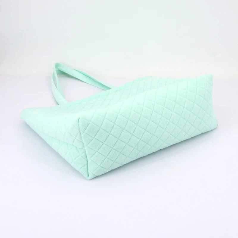 Customized Wholesale 2023 Spring Summer eco Quilted Terry Cloth Fabric Tote Shopping Bag Handbag