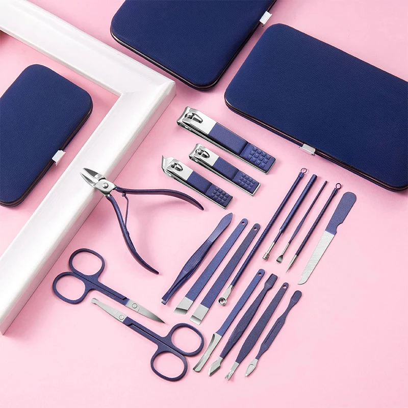 Professional 7/10/12/16/18 Pieces Manicure Set Stainless Steel Nail Clippers Set Manicure Pedicure Kit With PU Travel Case