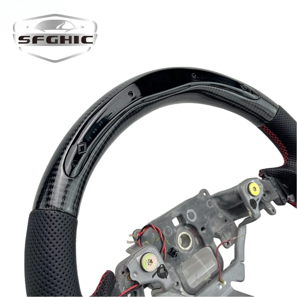 Factory Direct Sales Hot Auto Parts Perforated Leather Carbon Fiber LED Steering Wheel For Mazda RX8 Steering Wheel