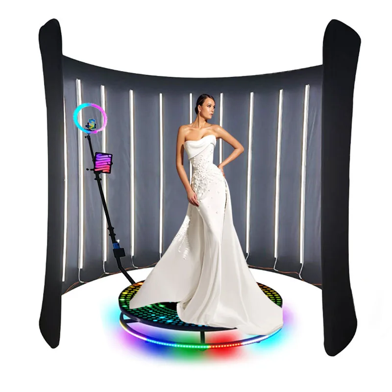 Kmanda 2023 black custom camera video photostudio grand 360 enclosure backdrop photobooth green screen stand circle round