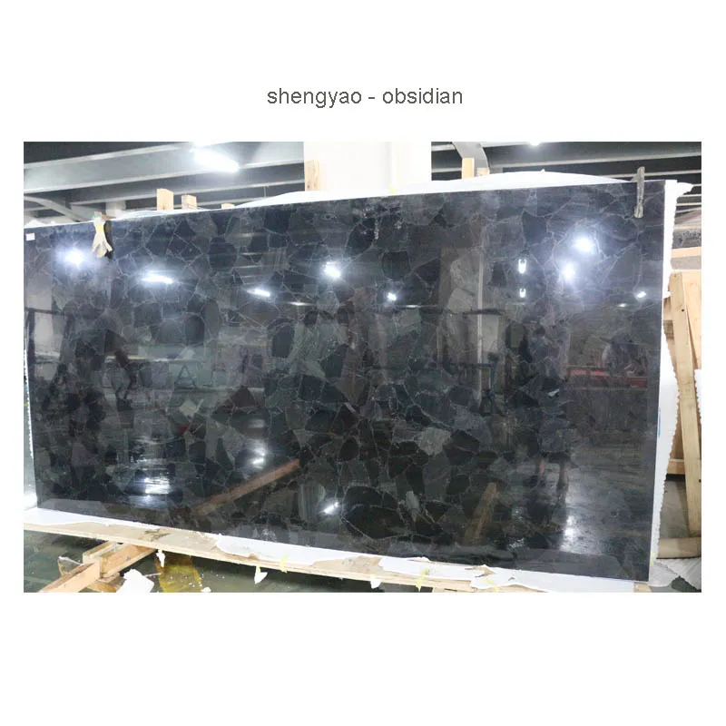 black obsidian armenia gemstone slab decor wall panel