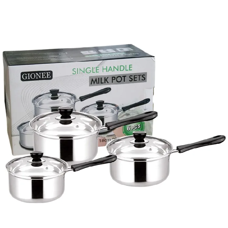 Stainless Steel Milk Pan Soup Pot Set 6 Pieces Kitchenware Gift Set for  cooking pots cookware set with Potassium Chlorate