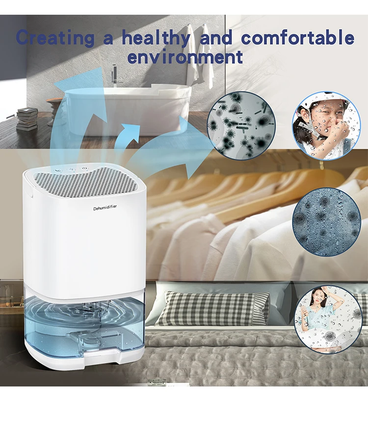 Оптовая продажа, 800 мл, бытовой портативный бесшумный очиститель воздуха для спальни, маленький влагостойкий осушитель с подсветкой RGD