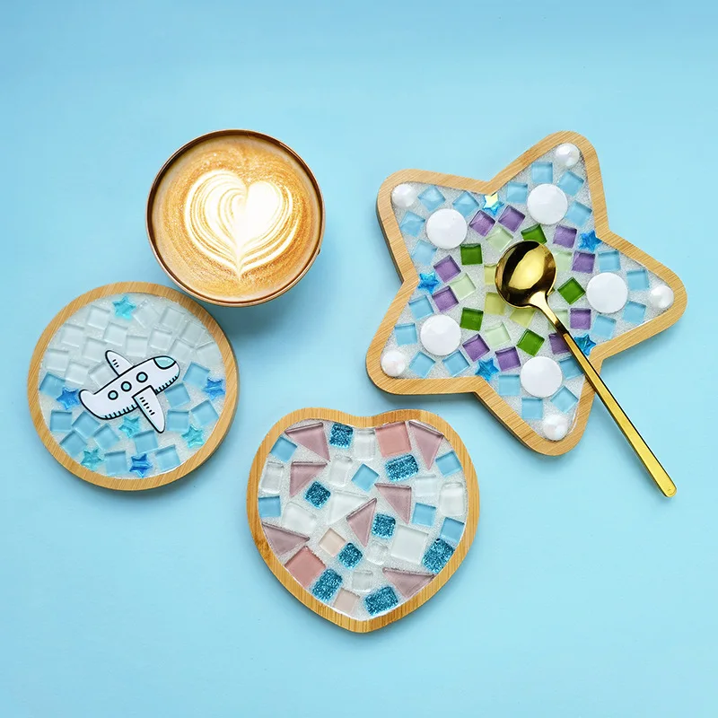 Hot Sale DIY Mosaic Coaster Material Package, Cup Mat Handmade Making Craft Mosaic Tool Bamboo Groove Tool Kit