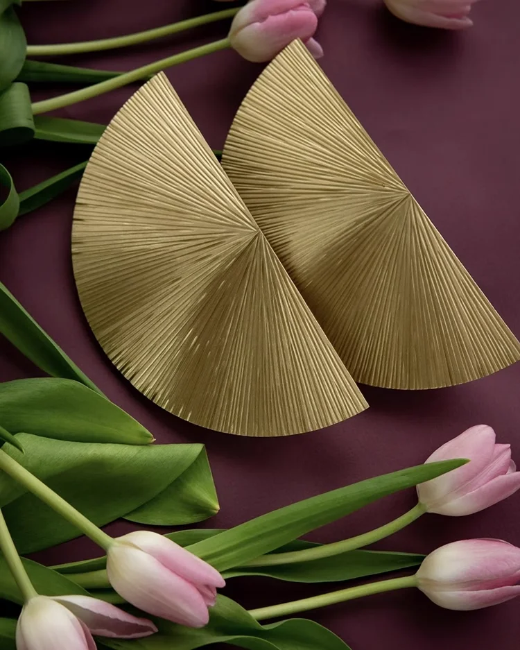 Brass Handmade Hammer Pattern Flat Cabinet Door Handle Gold Half Round Handle