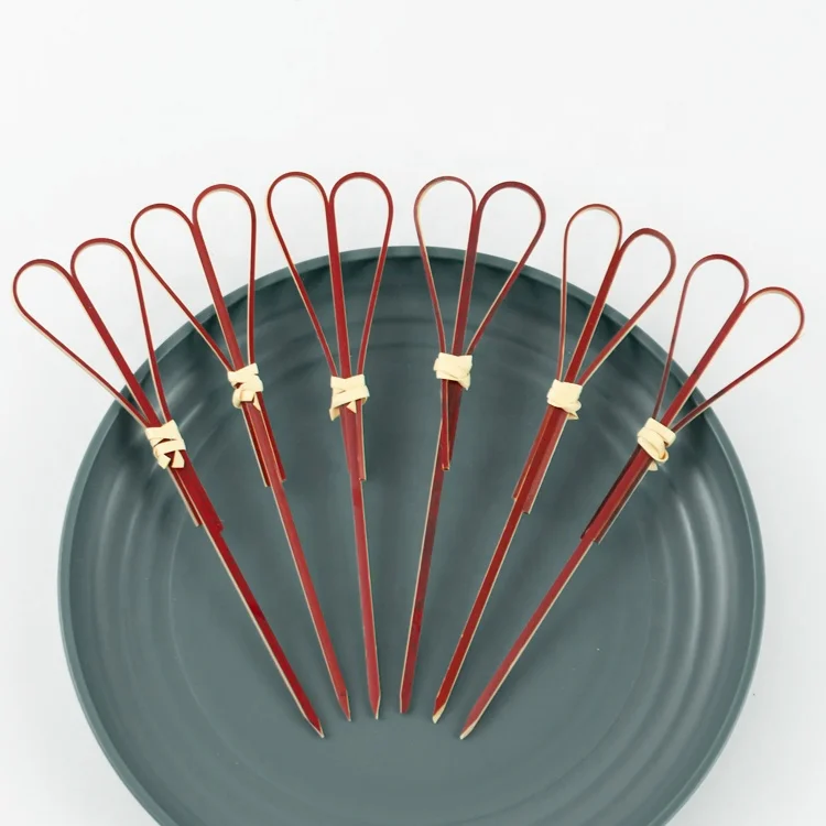 Bamboo Knot Cocktail Picks Fruit Hamburger Sandwiches Bbq Skewers decorative skewers Bamboo Looped Skewers
