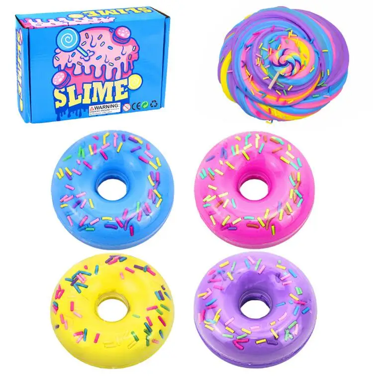 4pcs/set Doughnut Cotton Slime Sprinkles Charms Cloud Slime Soft Putty Slime Kiting