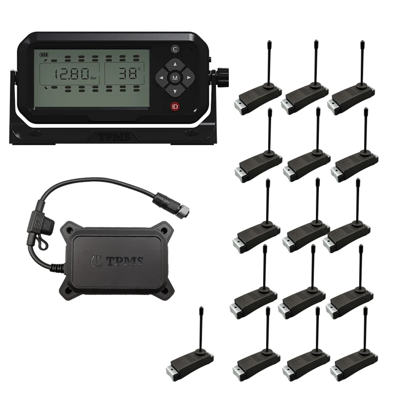 16-колесный грузовик TPMS в комплекте датчики с ретрансляторами режиме реального времени RS232 автоматически идентификационная информация заменяет прицеп