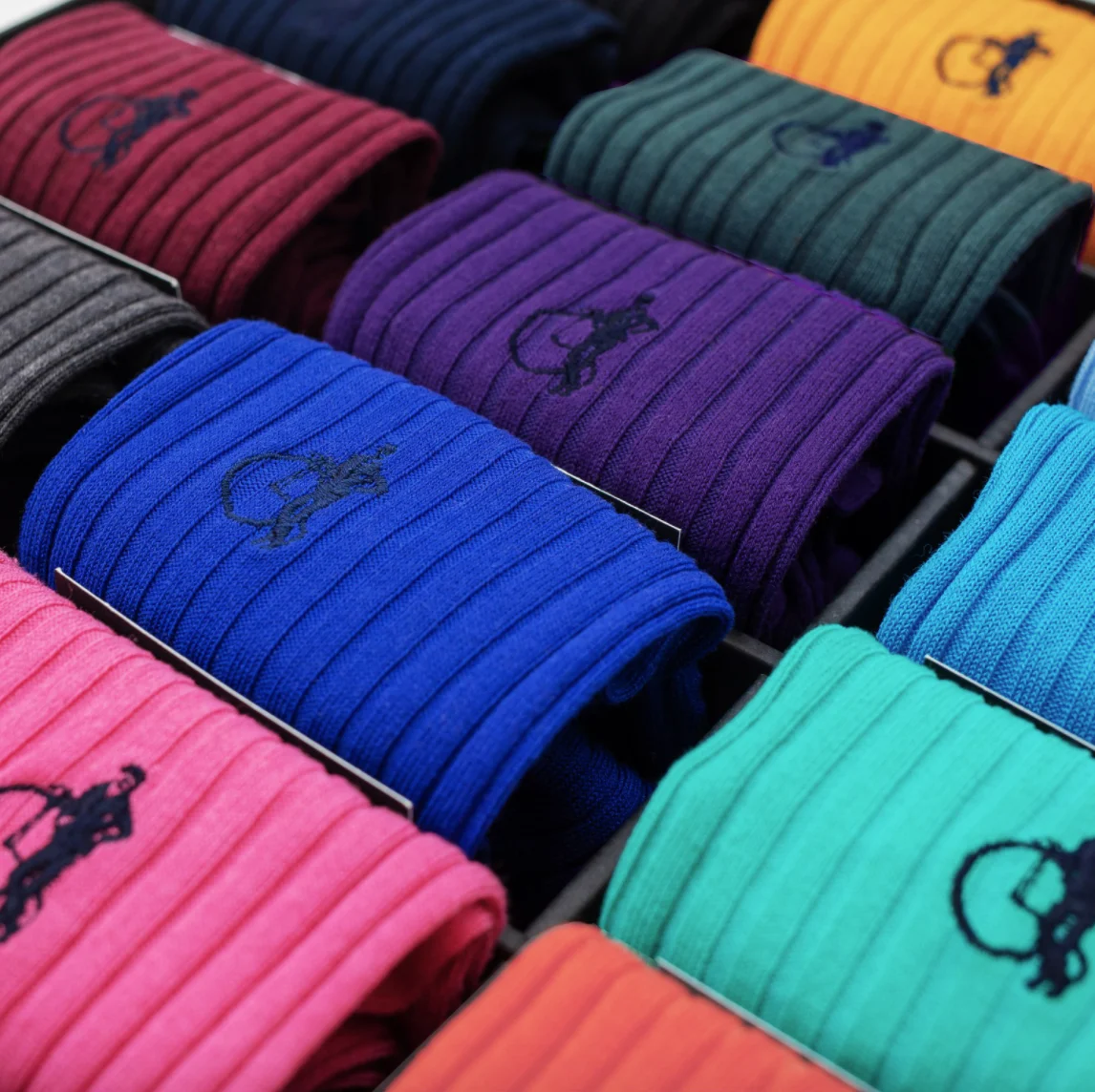 Wholesale Best Mens Yellow Luxury Pima Cotton Thick Rib No Show Embroidery Logo Socks