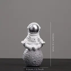 home decor artificial resin astronaut figurines modern spaceman with moon sculpture statues decorative arts and crafts for kids